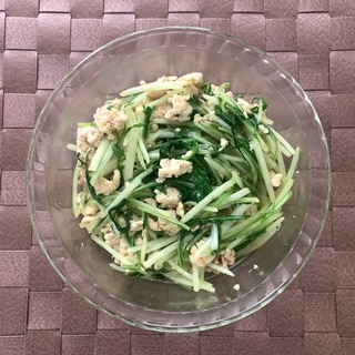 【簡単】鶏ひき肉と水菜の鶏がら炒め